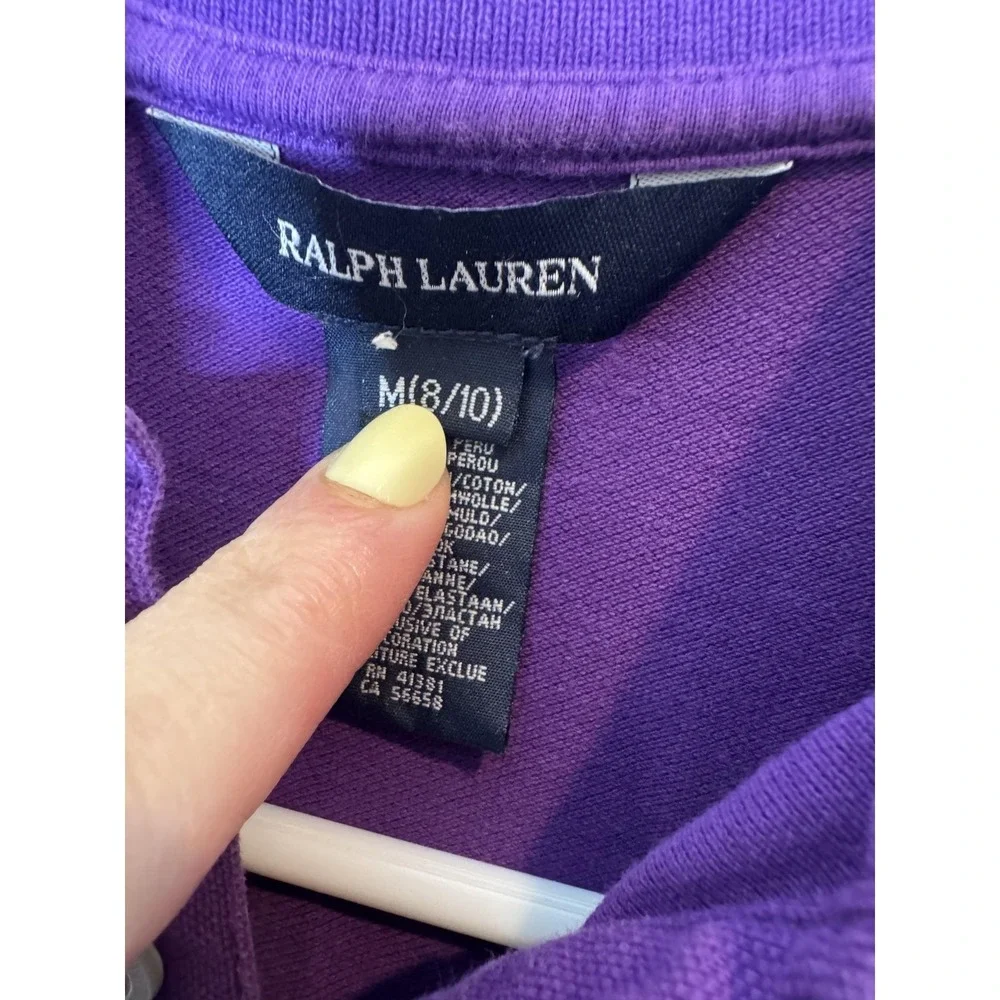 Ralph Lauren Dress Girls 8-10 Purple Short Sleeve Polo Shirt Knit Casual Stretch